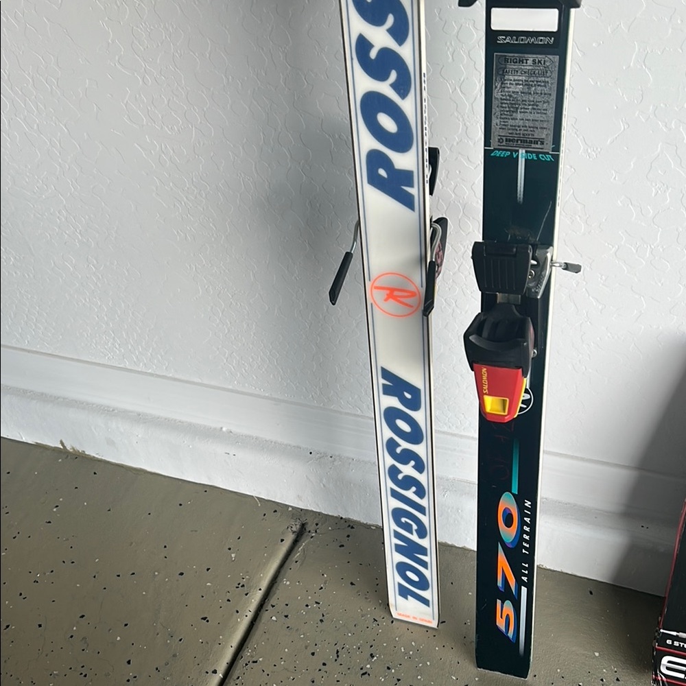 Rossignol White and Black Skis with Bindings